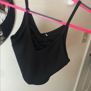 cropped tank top with crisscrossed front straps